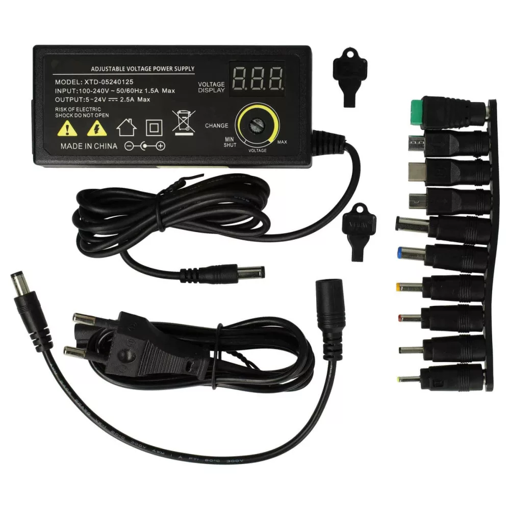 Univerzális adapter 5-23.2V 2.5A 10 féle csatlakozó, LCD kijelző Univerzális adapter 5-23.2V 2.5A 10 féle csatlakozó, LCD kijelző