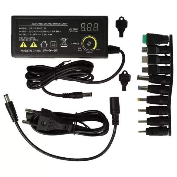Univerzális adapter 5-23.2V 2.5A 10 féle csatlakozó, LCD kijelző - VHBW