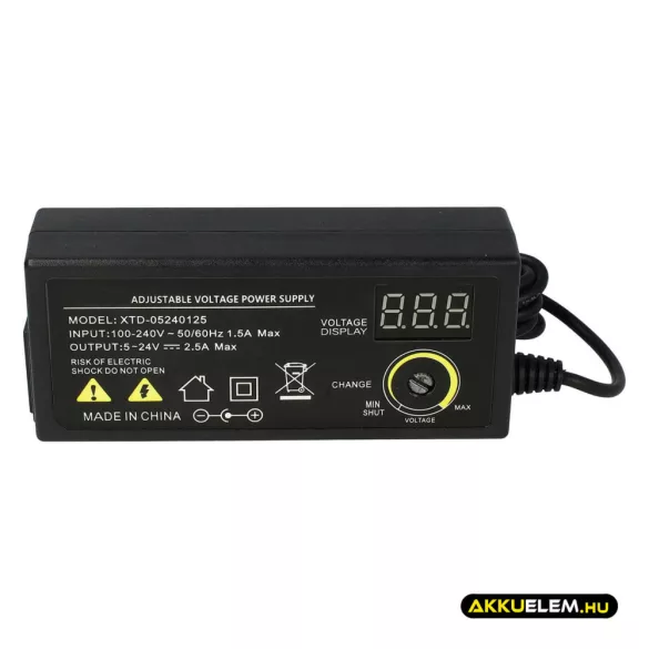 Univerzális adapter 5-23.2V 2.5A 10 féle csatlakozó, LCD kijelző - VHBW