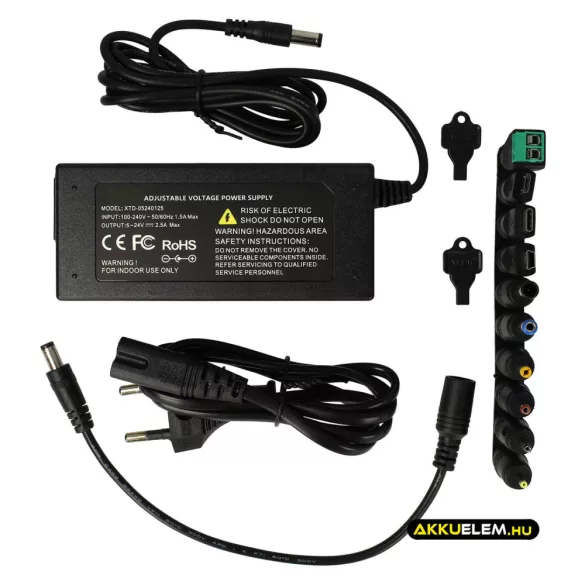 Univerzális adapter 5-23.2V 2.5A 10 féle csatlakozó, LCD kijelző - VHBW