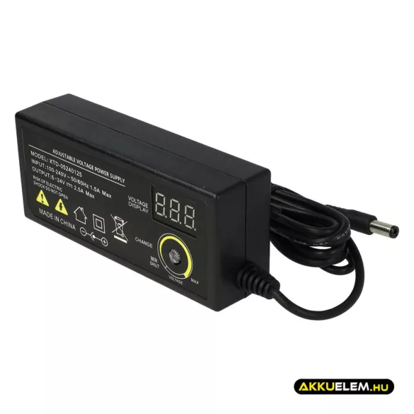 Univerzális adapter 5-23.2V 2.5A 10 féle csatlakozó, LCD kijelző - VHBW
