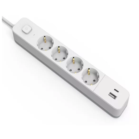 Hálózati hosszabbító 1xUSB-C 1xUSB-A 4xEU-foglalat Kapcsolóval 1.5m G1.5 Entac D2