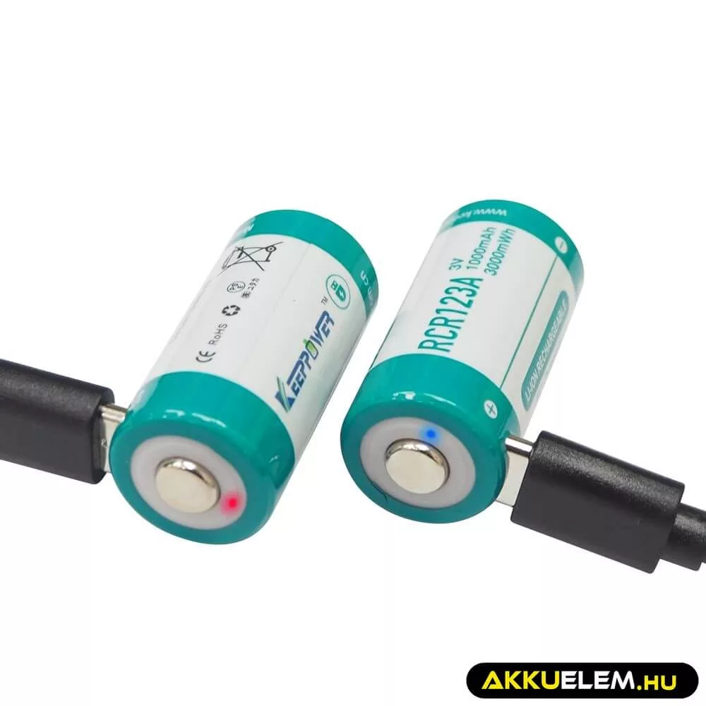 RCR123A akkumulátor 2 db 1000mAh USB-C KeepPower