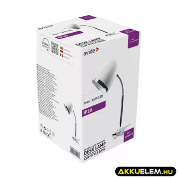   Avide BASIC LED asztali lámpa max.15W E27 csiptethető fehér (izzó nem tartozék!)