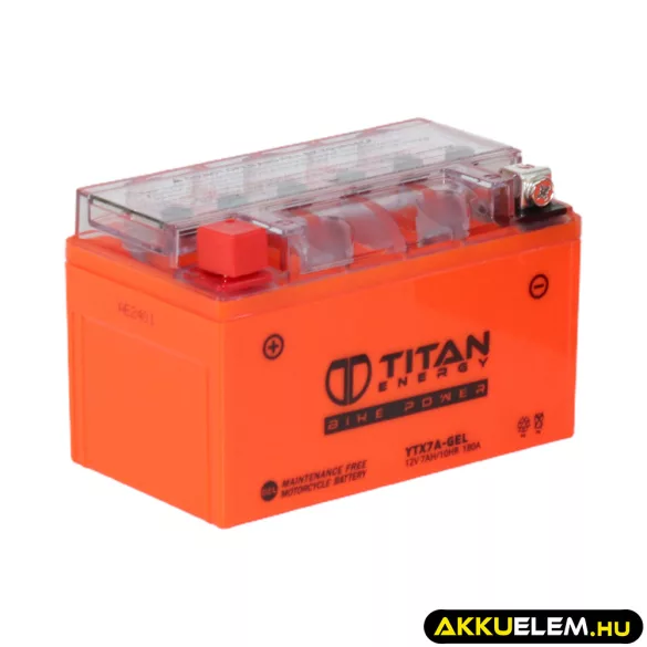 Titan Energy Bike Power YTX7A-GEL 12V 7Ah 180A motorkerékpár akkumulátor BAL+