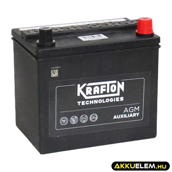 Krafton AGM AUX U1 12V 30Ah 300A JOBB+ Tesla utángy. kiegészítő akkumulátor