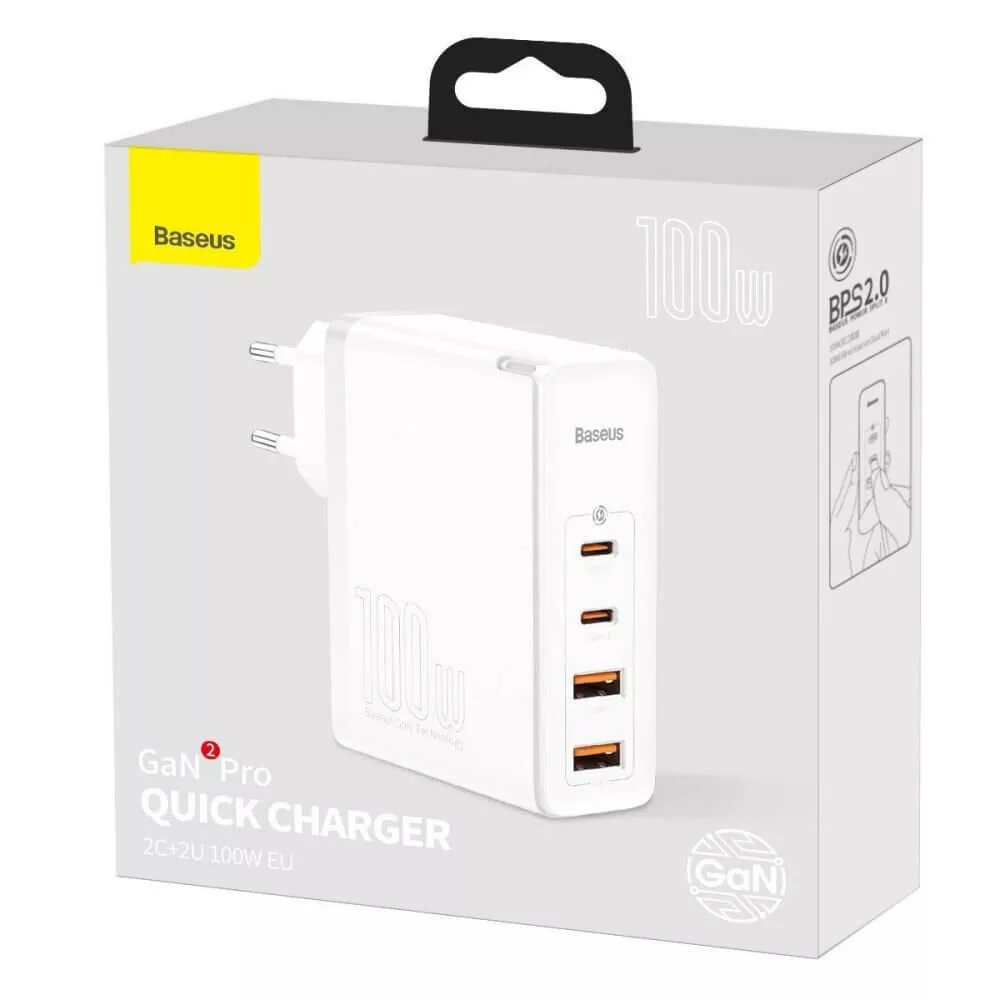 Baseus gyors töltő 100W-ig 2*USB + 2*USB-C GaN2 PD3.0