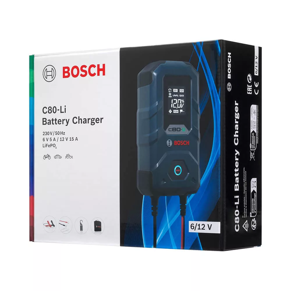 Bosch C80-Li autó akkumulátor tölto 6V 5A / 12V 15A Bosch C80-Li autó akkumulátor tölto 6V 5A / 12V 15A