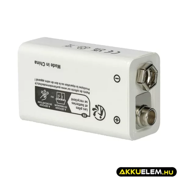 9V Block Li-ion akkumulátor USB-C csatlakozó 6F22 6LR61 9.0V 1000mAh - VHBW