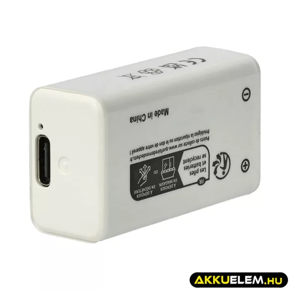 9V Block Li-ion akkumulátor USB-C csatlakozó 6F22 6LR61 9.0V 1000mAh - VHBW