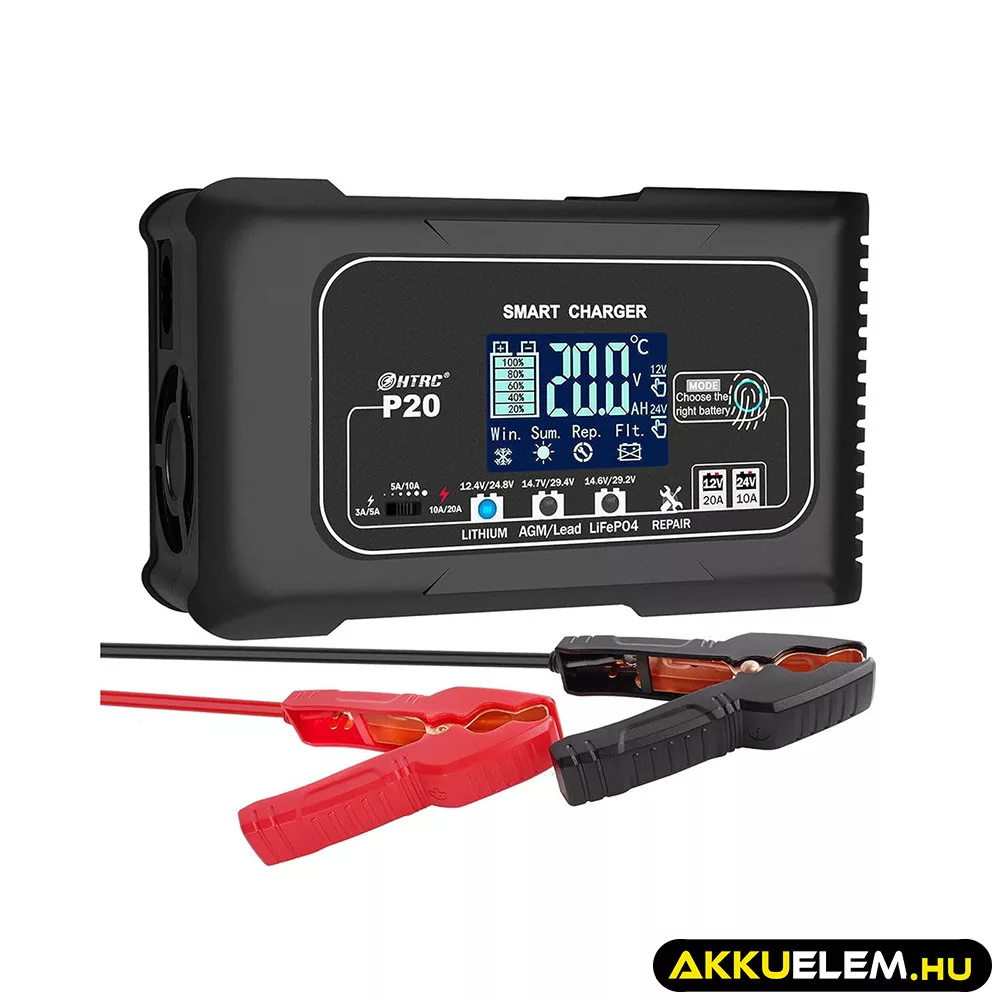 HTRC P20 töltő 12V 20A - 24V 10A - Ólom és LiFePO4 akkutöltő HTRC P20 töltő 12V 20A - 24V 10A - Ólom és LiFePO4 akkutöltő