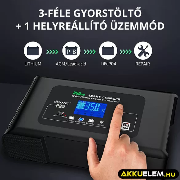 HTRC P35 töltő 12V/35A 24V/18A Ólom és LiFePO4 akkutöltő