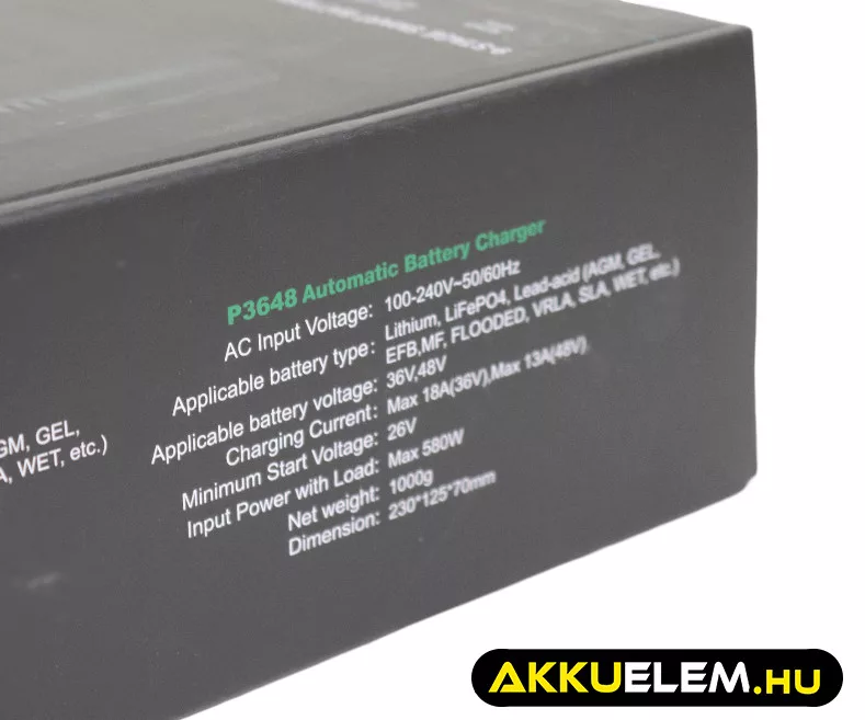 HTRC P3648 36V 18A / 48V 13A Ólom / LiFePO4 akkutöltő