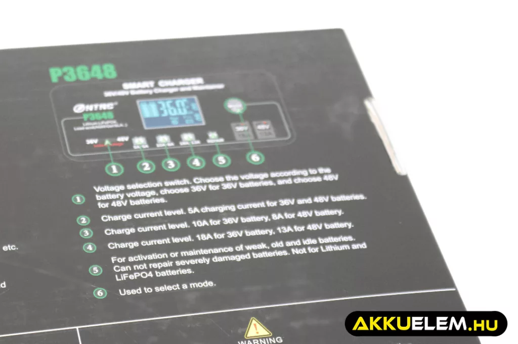 HTRC P3648 36V 18A / 48V 13A Ólom / LiFePO4 akkutöltő
