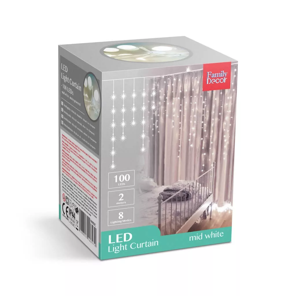 Karácsonyi fényfüggöny 100LED középfehér 58902c