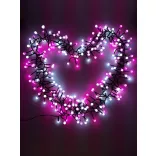Karácsonyi füzér 288Led Pink 8módban állítható, kül/beltéri 3m