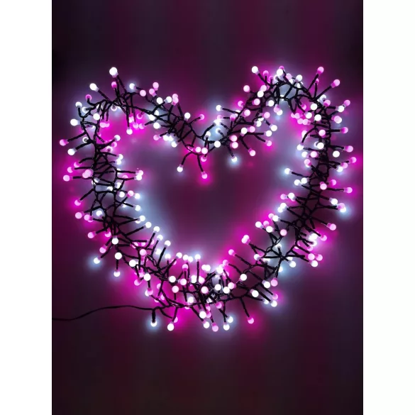Karácsonyi füzér 288Led Pink 8módban állítható, kül/beltéri 3m
