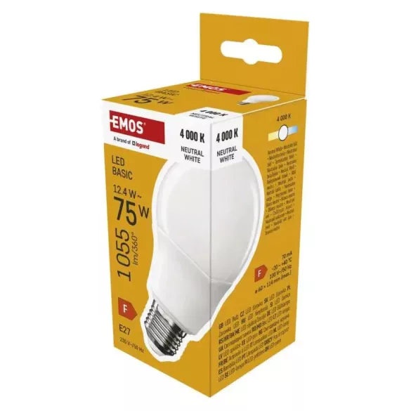 Classic E27 A60 12W (75W) 250° 4000K LED 1055lm NW Basic A+