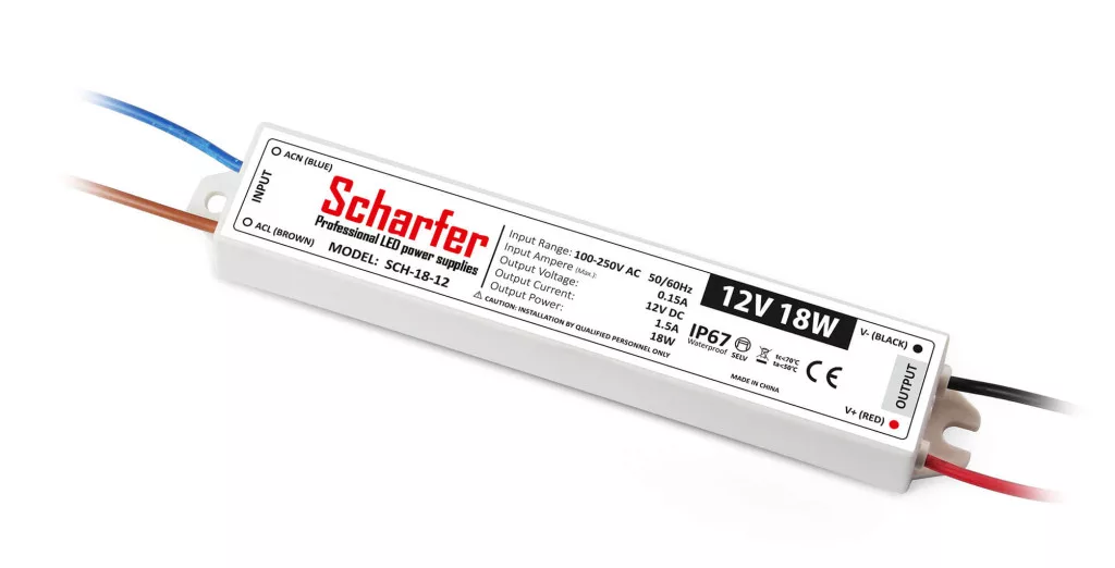 Scharfer 12V 1,5A 18W IP67 LED-tápegység SCH-18-12 Scharfer 12V 1,5A 18W IP67 LED-tápegység SCH-18-12