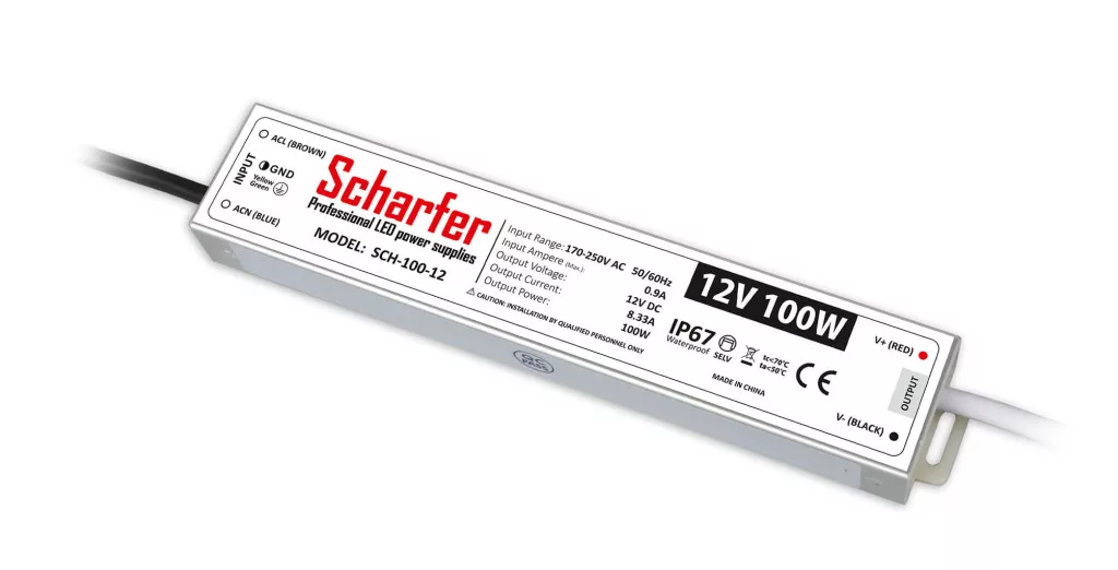 Scharfer 12V 100W 8,33A IP67 LED-tápegység SCH-100-12 Scharfer 12V 100W 8,33A IP67 LED-tápegység SCH-100-12