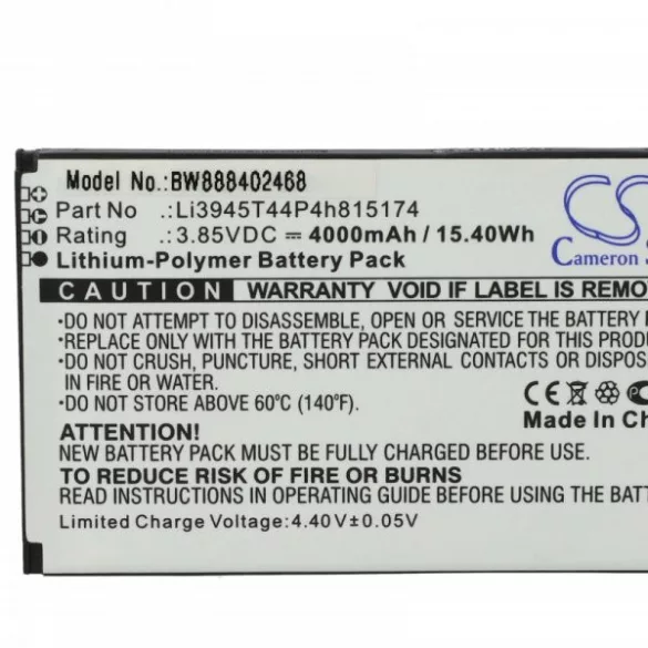 Mobil Router ZTE Li3945T44P4h815174 - 4000 mAh 3.85 V Li-polymer - Utángyártott akku - VHBW