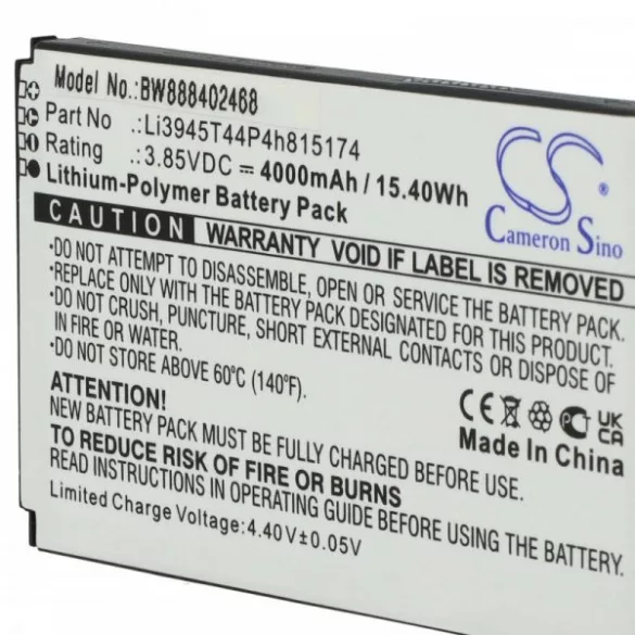 Mobil Router ZTE Li3945T44P4h815174 - 4000 mAh 3.85 V Li-polymer - Utángyártott akku - VHBW