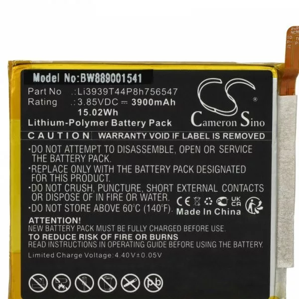   ZTE LI3939T44P8H756547 - 3900 mAh 3.85 V Li-polymer - Utángyártott telefon akku