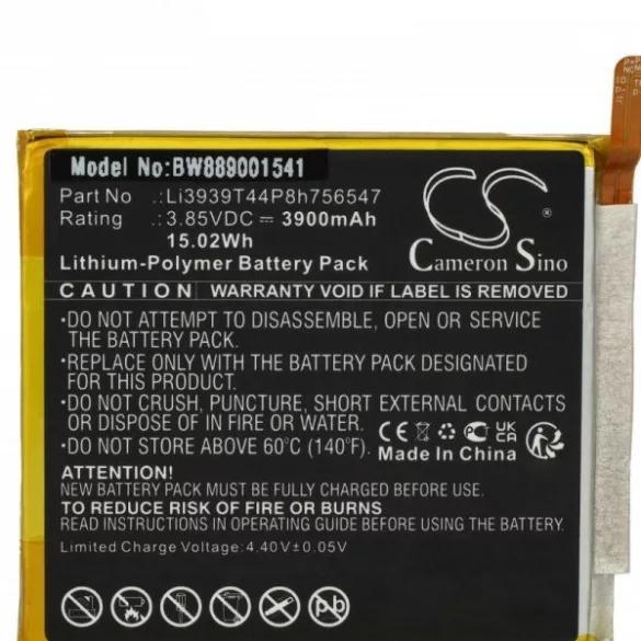 ZTE LI3939T44P8H756547 - 3900 mAh 3.85 V Li-polymer - Utángyártott telefon akku - VHBW
