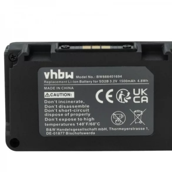Sony SD2B, BATC-4AA - 1500 mAh 3.2 V Li-Ion - Utángyártott akku - VHBW