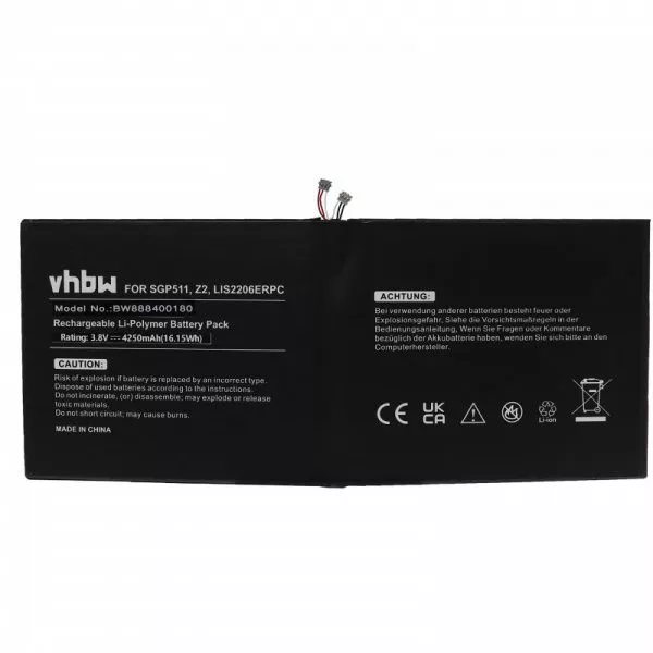   Sony LIS2206ERPC, 1277-3631.1B, 1ICP3/102/112-2 - 4250 mAh 3.8 V Li-polymer - Utángyártott tablet akku
