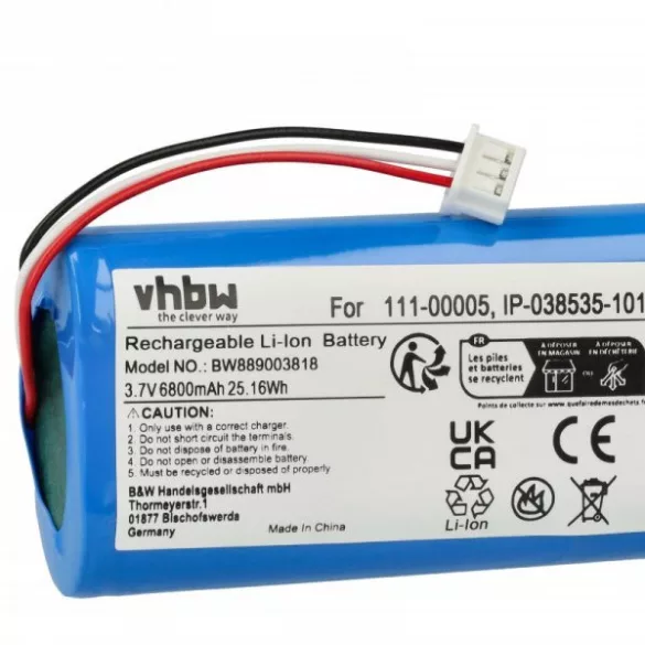Sonos IP-038535-101, 111-00005- Li-Ion 6800 mAh - Utángyártott hangszóró akku - VHBW