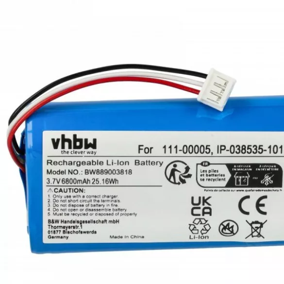 Sonos IP-038535-101, 111-00005- Li-Ion 6800 mAh - Utángyártott hangszóró akku - VHBW