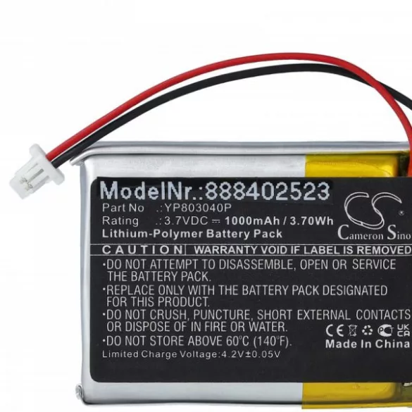 Sena YP803040P - 1000 mAh 3.7 V Li-polymer - Utángyártott kamera akku - VHBW