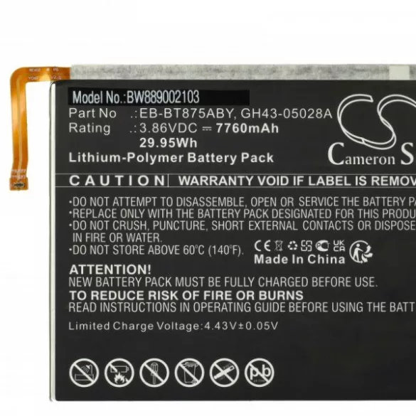 Samsung GH43-05028A, EB-BT875ABY - 7760 mAh 3.86 V Li-polymer - Utángyártott tablet akku - VHBW