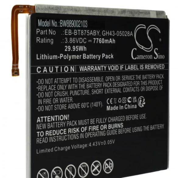 Samsung GH43-05028A, EB-BT875ABY - 7760 mAh 3.86 V Li-polymer - Utángyártott tablet akku - VHBW