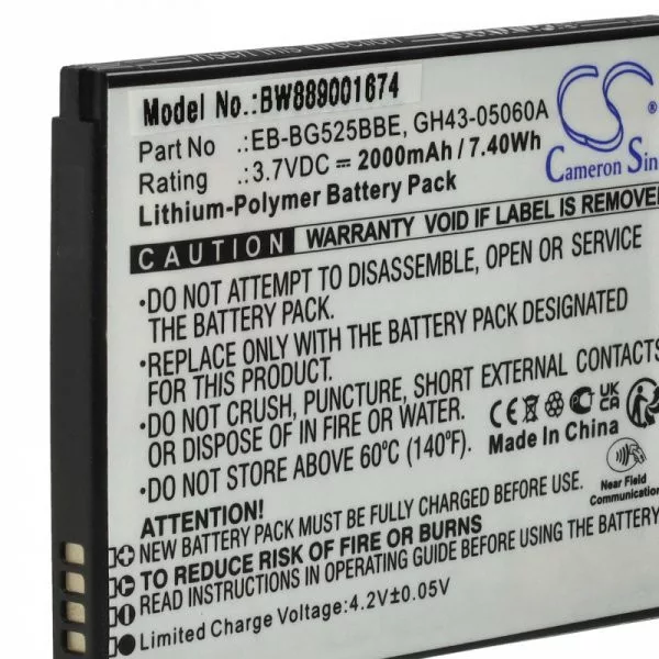 Samsung GH43-05060A, EB-BG525BBE - 2000 mAh 3.7 V Li-polymer - Utángyártott telefon akku