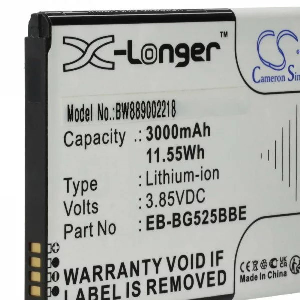 Samsung EB-BG525BBE, GH43-05060A - 3000 mAh 3.85 V Li-Ion - Utángyártott telefon akku
