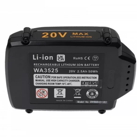 Szerszámgép akku Rockwell RW9351.1 - 2500 mAh, 20 V, Li-Ion - Utángyártott akku - VHBW