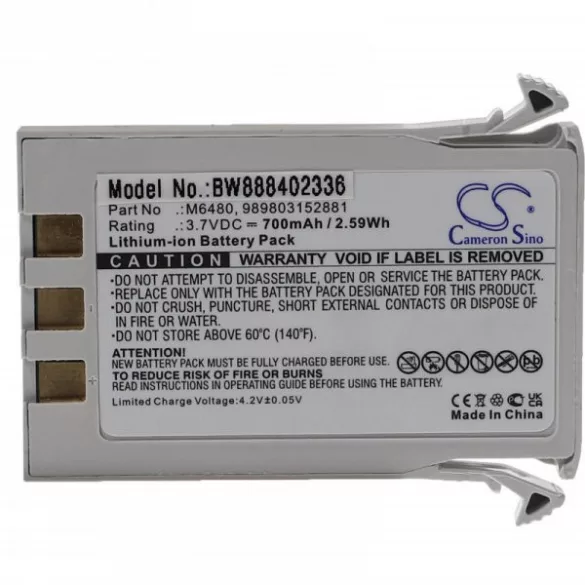 Egészségügyi eszköz - Philips 989803152881, M6480 - 700 mAh 3.7 V Li-Ion - Utángyártott akku - VHBW