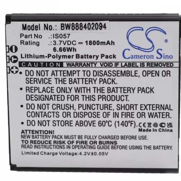 Pax IS057 - 1800 mAh 3.7 V Li-polymer Utángyártott vonalkód olvasó akku - VHBW