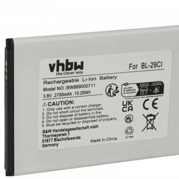 Nokia BL-29CL, BL-29CI - 2700 mAh 3.8 V Li-Ion - Utángyártott telefon akku Nokia BL-29CL, BL-29CI - 2700 mAh 3.8 V Li-Ion - Utángyártott telefon akku