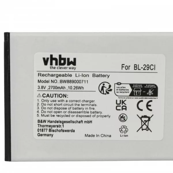 Nokia BL-29CL, BL-29CI - 2700 mAh 3.8 V Li-Ion - Utángyártott telefon akku