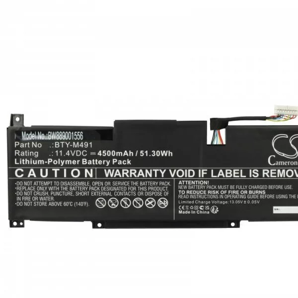 MSI BTY-M491, S9N-0B3A210-SB3 - 4500 mAh 11.4 V Li-polymer, fekete - Utángyártott notebook akku MSI BTY-M491, S9N-0B3A210-SB3 - 4500 mAh 11.4 V Li-polymer, fekete - Utángyártott notebook akku