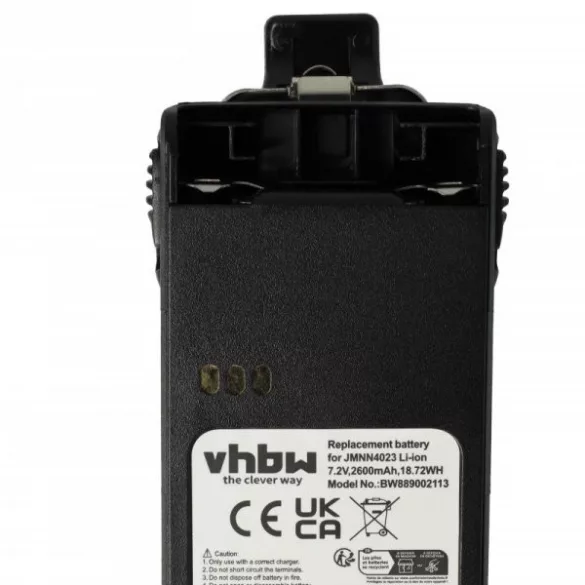 Motorola JMNN4023BR, JMNN4023, JMNN4024 - 2600 mAh 7.2 V Li-Ion + övcsat - Utángyártott rádió akku - VHBW