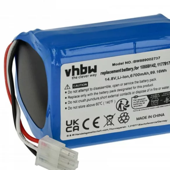 Miele 11779170, 10559142 for Miele 6700mAh, 14.8V, Li-Ion - Utángyártott porszívó akku - VHBW
