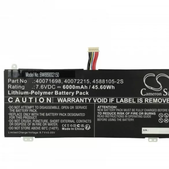 Medion 40071698, 40072215, 4588105-2S - 6000 mAh 7.6 V Li-polymer - Utángyártott notebook akku - VHBW