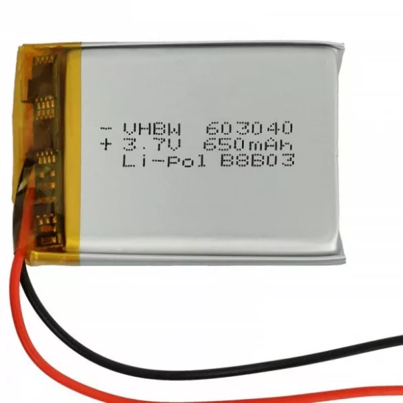 Fejhallgató -  Marshall VDL603040 - 650 mAh 3.7 V Li-Ion - Utángyártott akku - VHBW