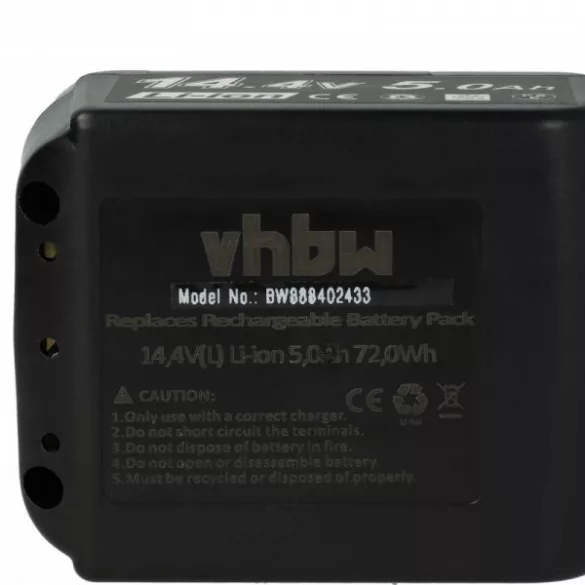 Szerszámgép akku Makita BL1415, 194066-1, BL1415N, 194065-3 - 5000 mAh, 14.4 V, Li-Ion - Utángyártott akku - VHBW