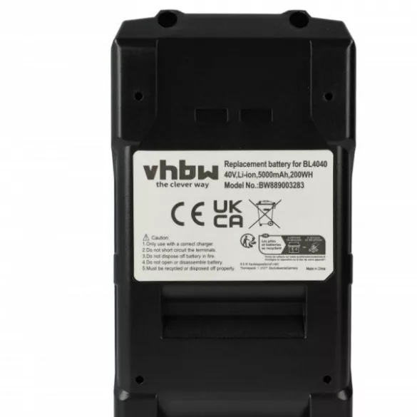 Szerszámgép akku Makita 191L29-0, BL4020, BL4025, BL4040, BL4050F - 5000 mAh, 40 V, Li-Ion - Utángyártott akku - VHBW
