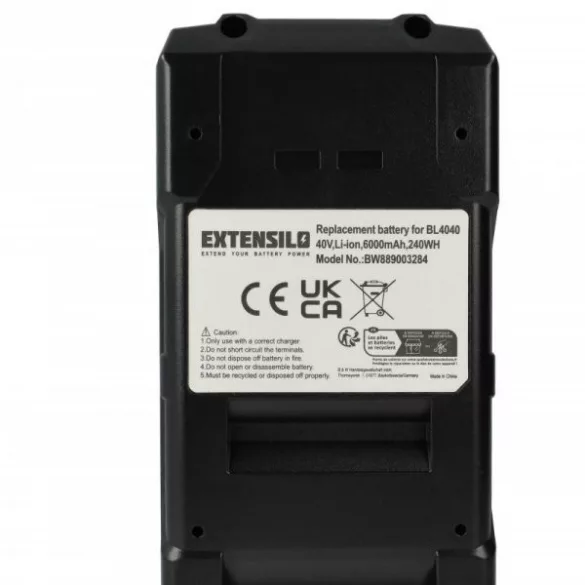 Szerszámgép akku Makita 191L29-0, BL4020, BL4025, BL4040, BL4050F - 6000 mAh, 40 V, Li-Ion - Utángyártott akku - VHBW
